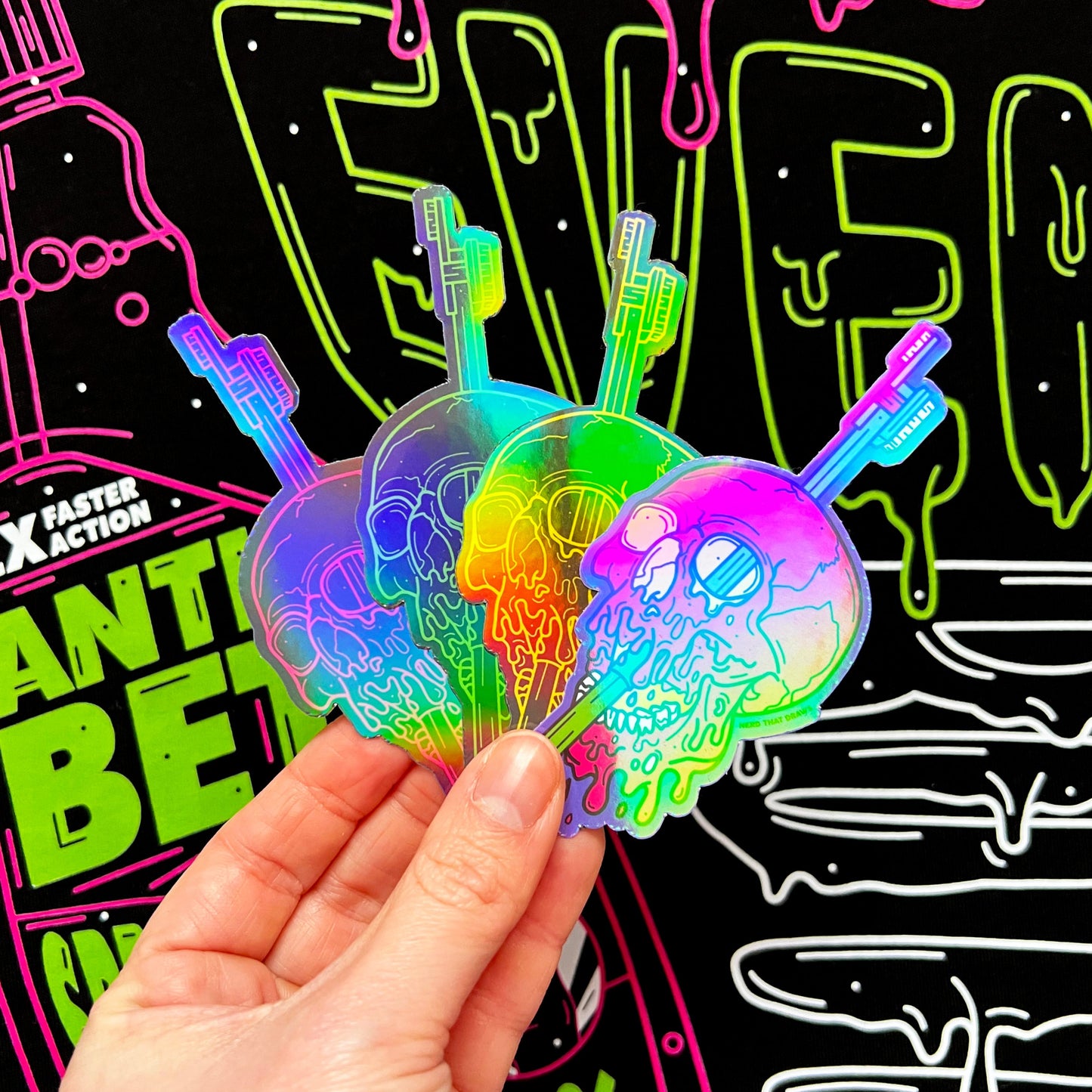 Death Wish Holographic Sticker