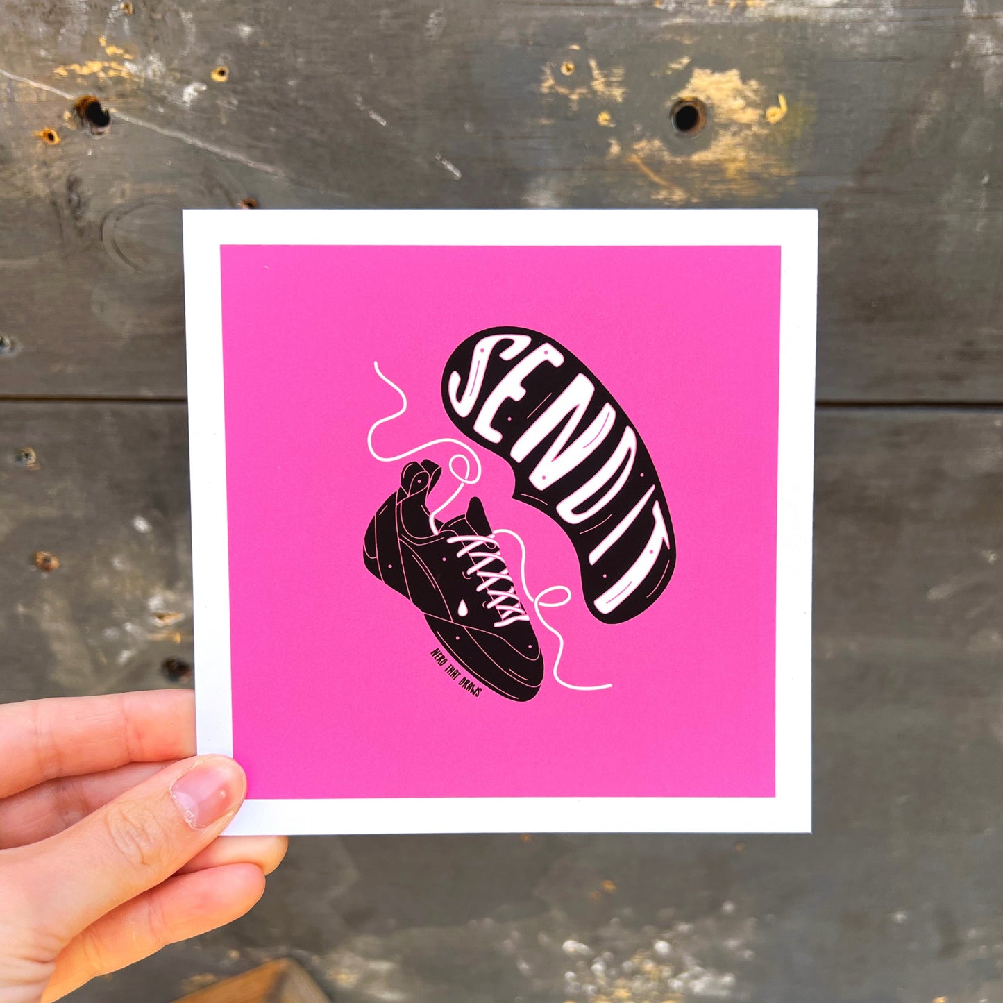 Send It Small Square Climbing Art Print