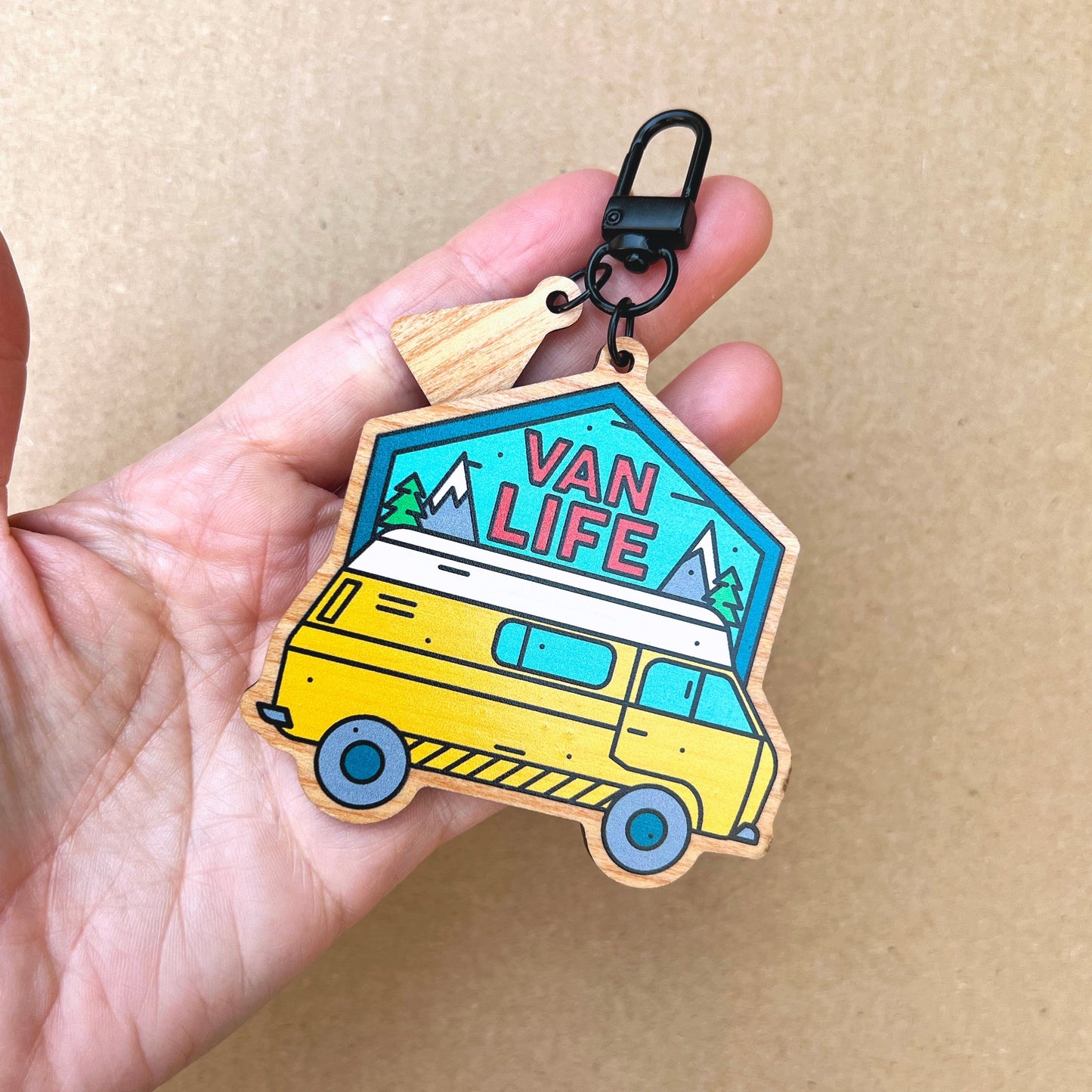 Van Life Adventure Wooden Keychain
