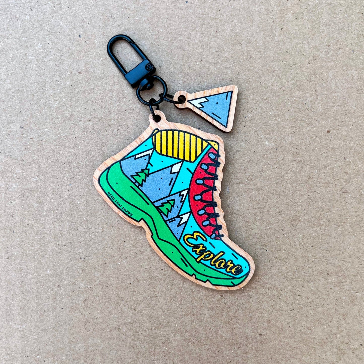 Explore Adventure Wooden Keychain