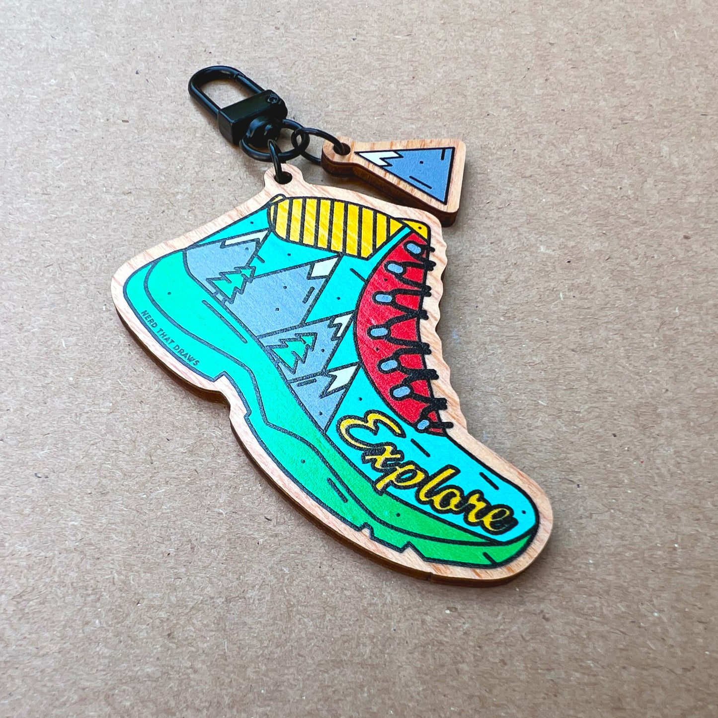 Explore Adventure Wooden Keychain