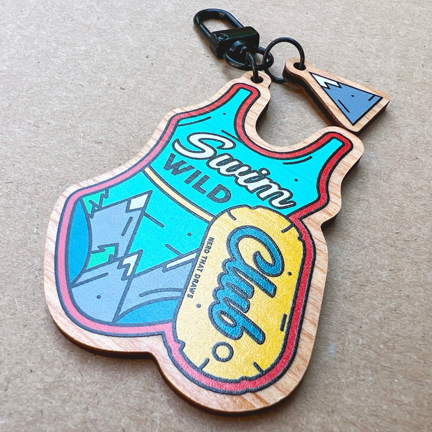 Swim Wild Club Adventure Wooden Keychain