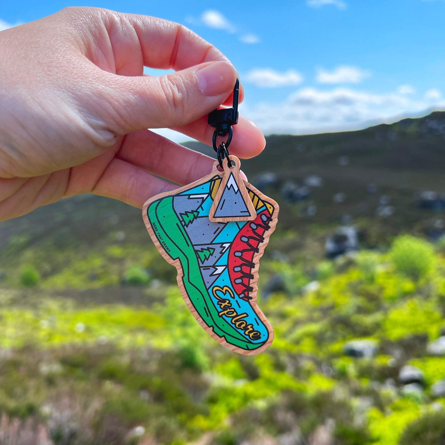 Explore Adventure Wooden Keychain