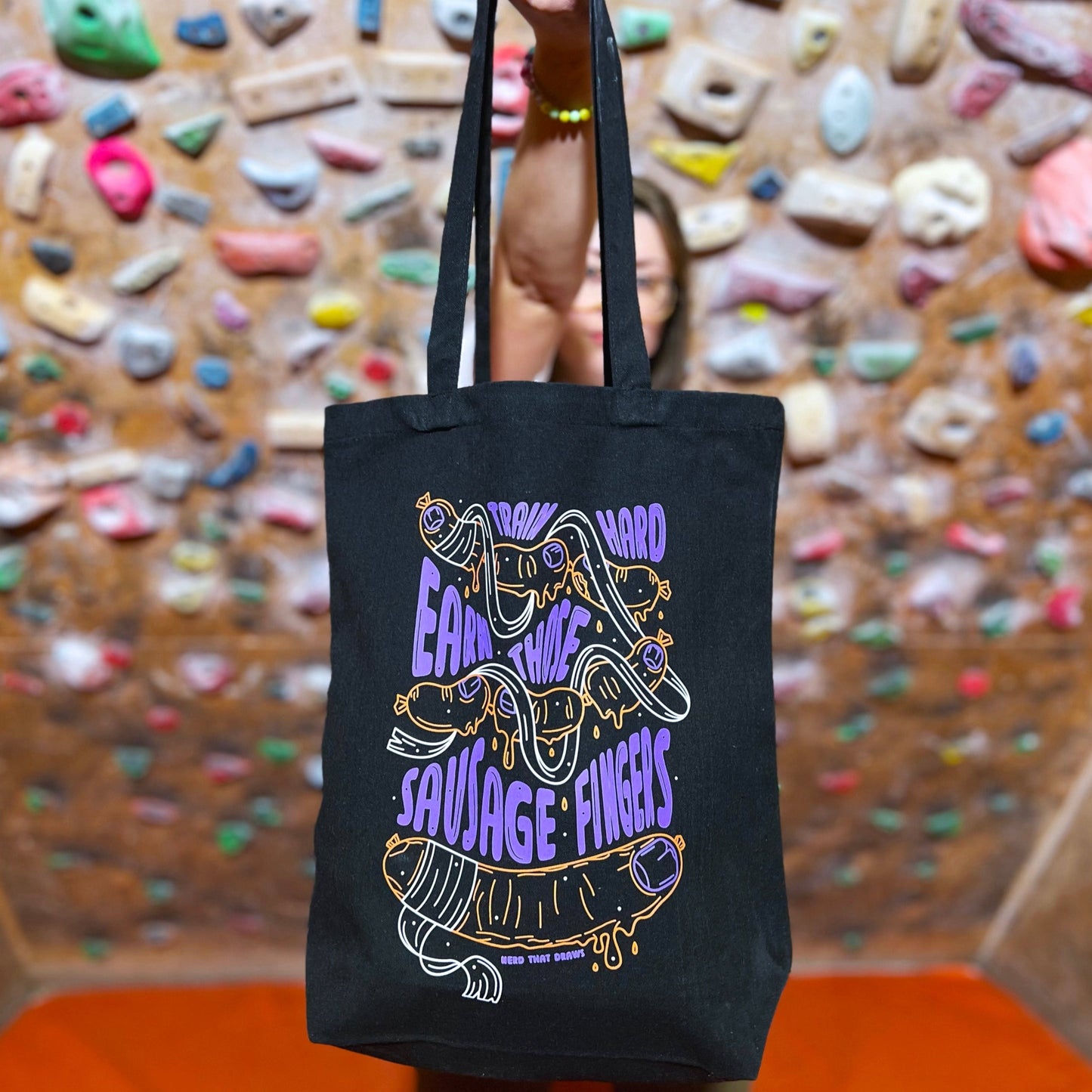Sausage Fingers Climbing Tote Bag