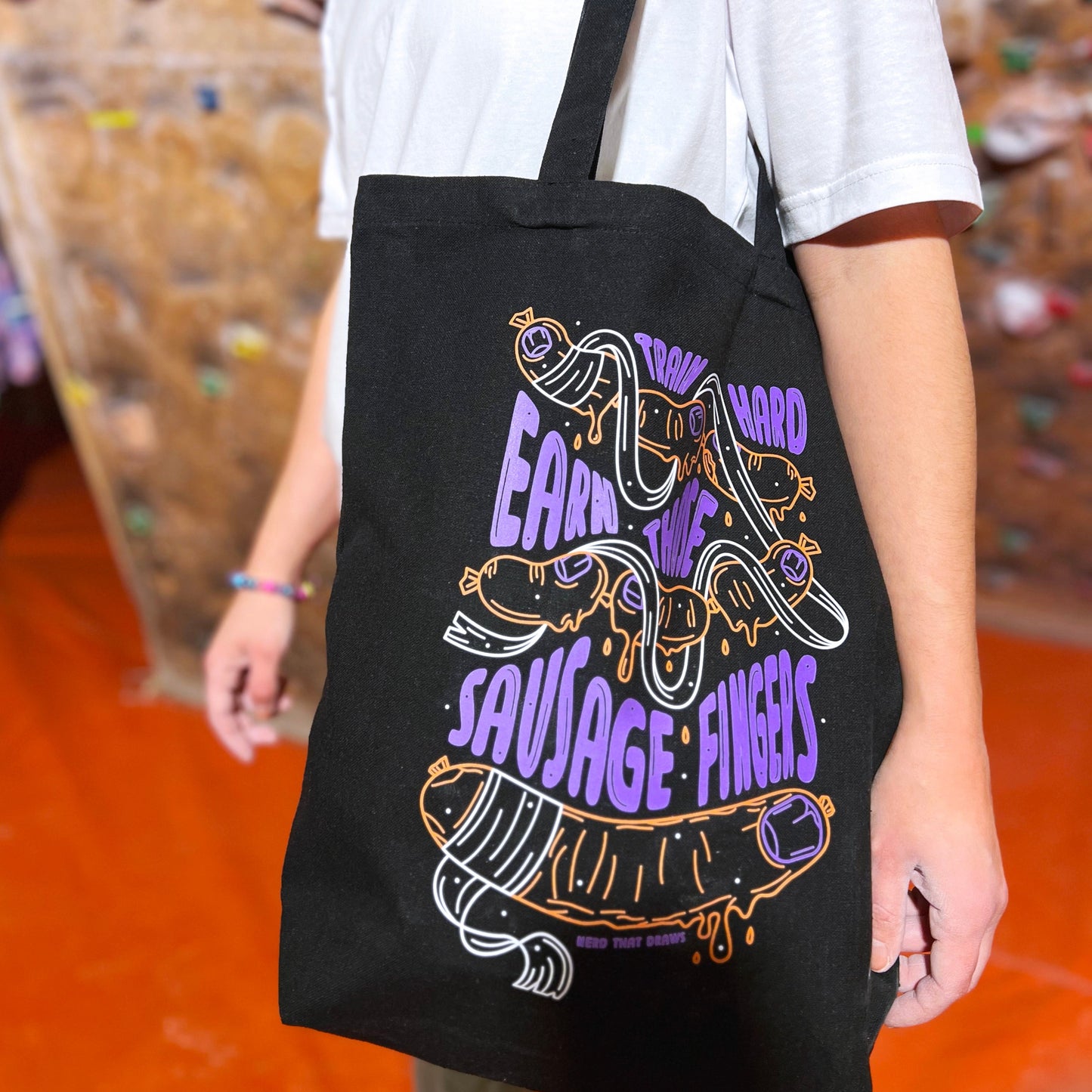 Sausage Fingers Climbing Tote Bag
