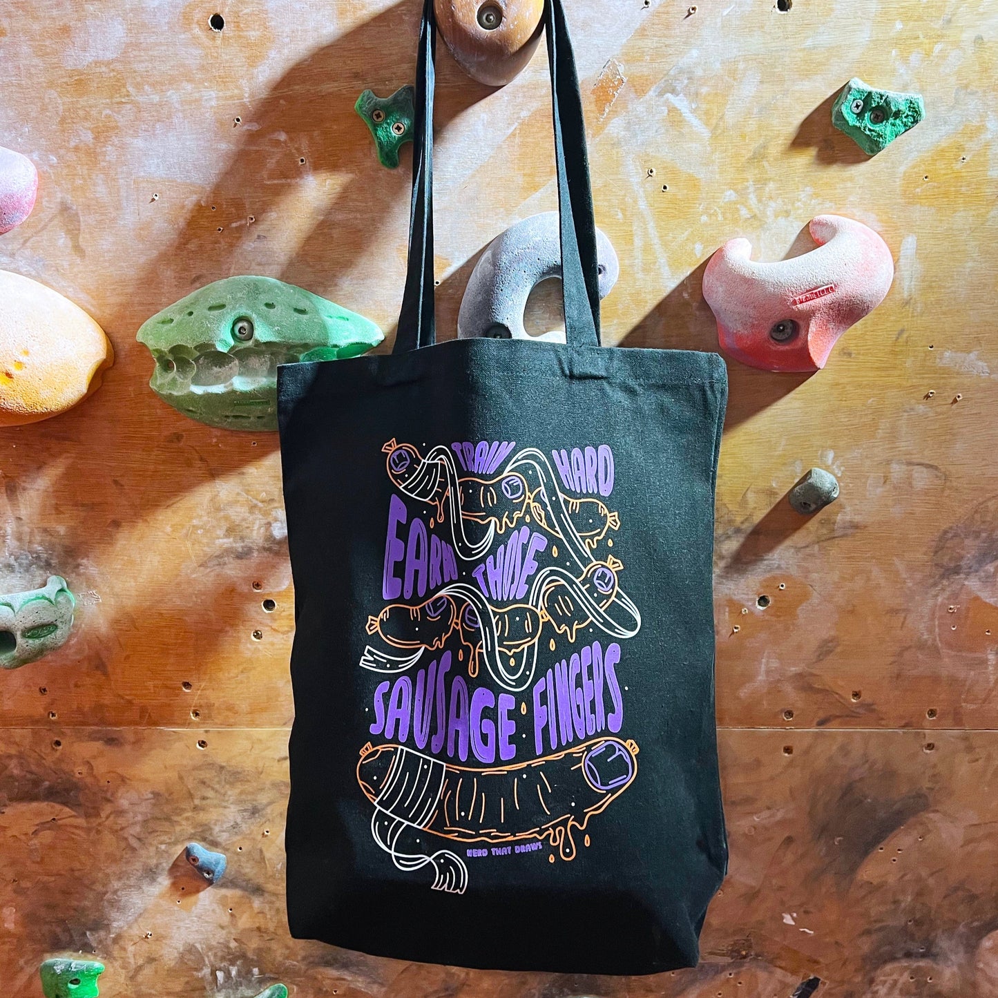 Sausage Fingers Climbing Tote Bag