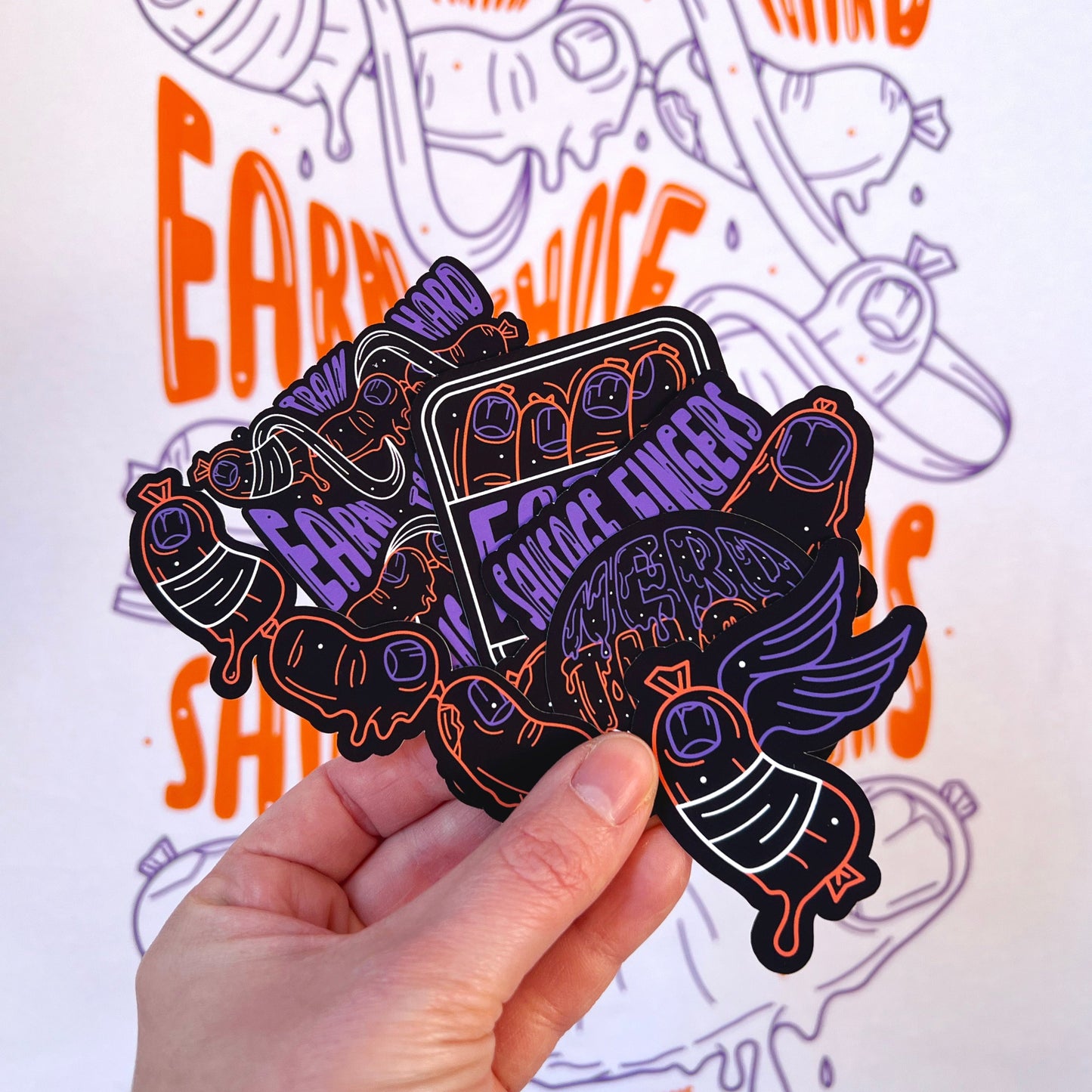 Sausage Fingers Climbing Sticker Pack - Black