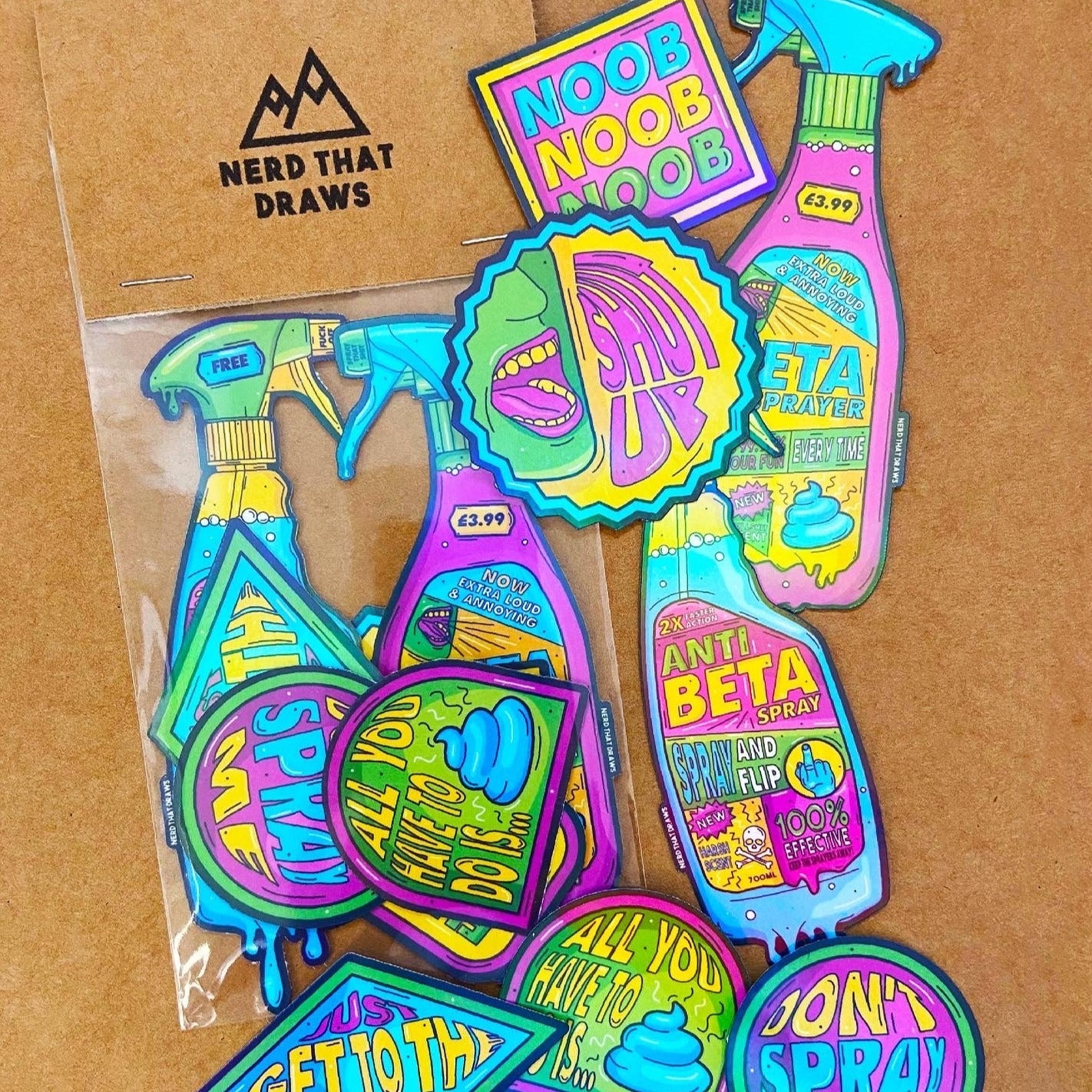 Sample Sale Beta Spray Holographic Sticker Pack