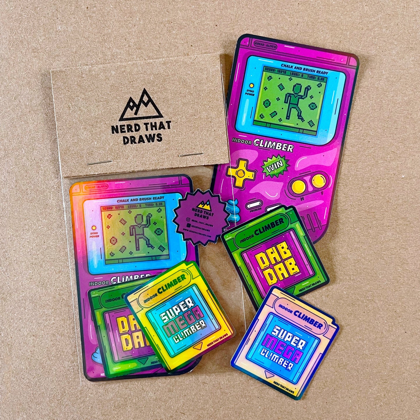Sample Sale Super Mega Climber Gaming Holographic Sticker Pack