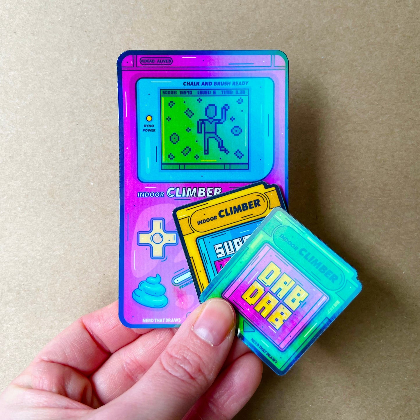 Sample Sale Super Mega Climber Gaming Holographic Sticker Pack