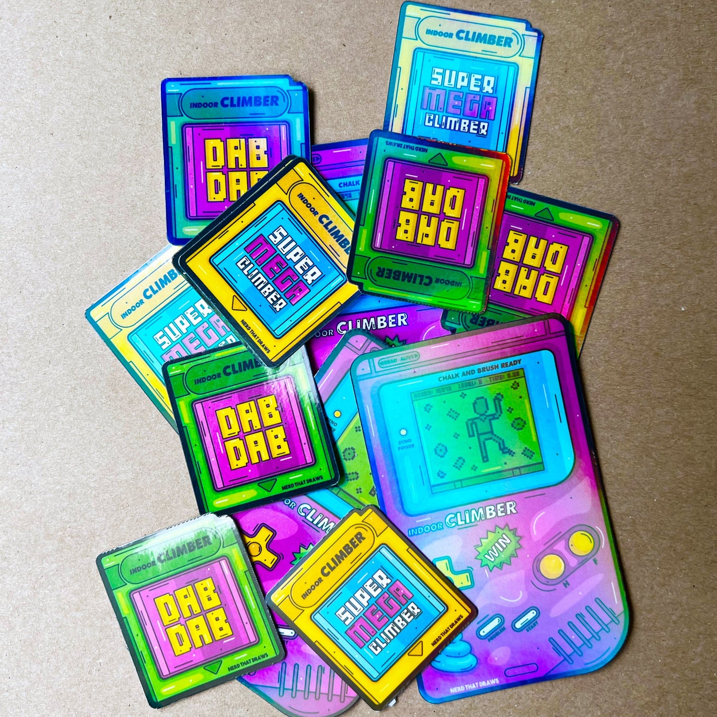 Sample Sale Super Mega Climber Gaming Holographic Sticker Pack