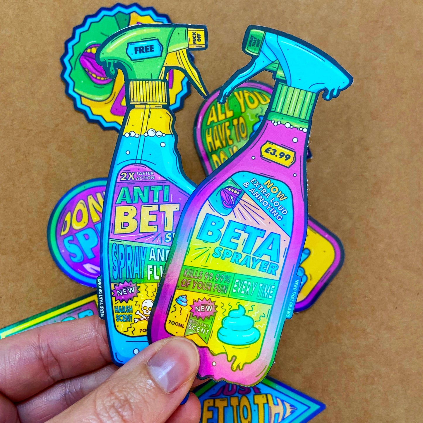 Sample Sale Beta Spray Holographic Sticker Pack