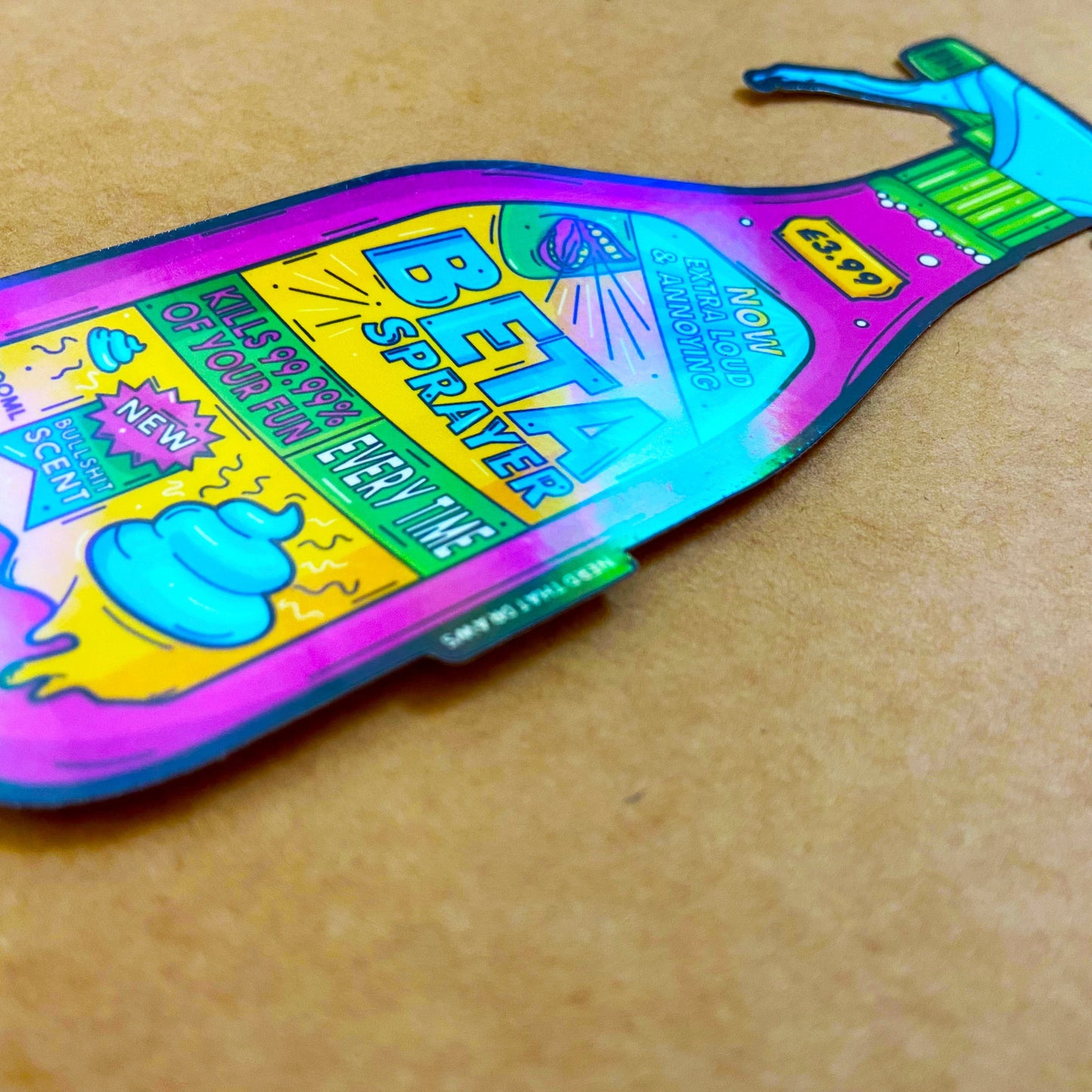 Large Beta Spray Bottle Holographic Climbing Sticker