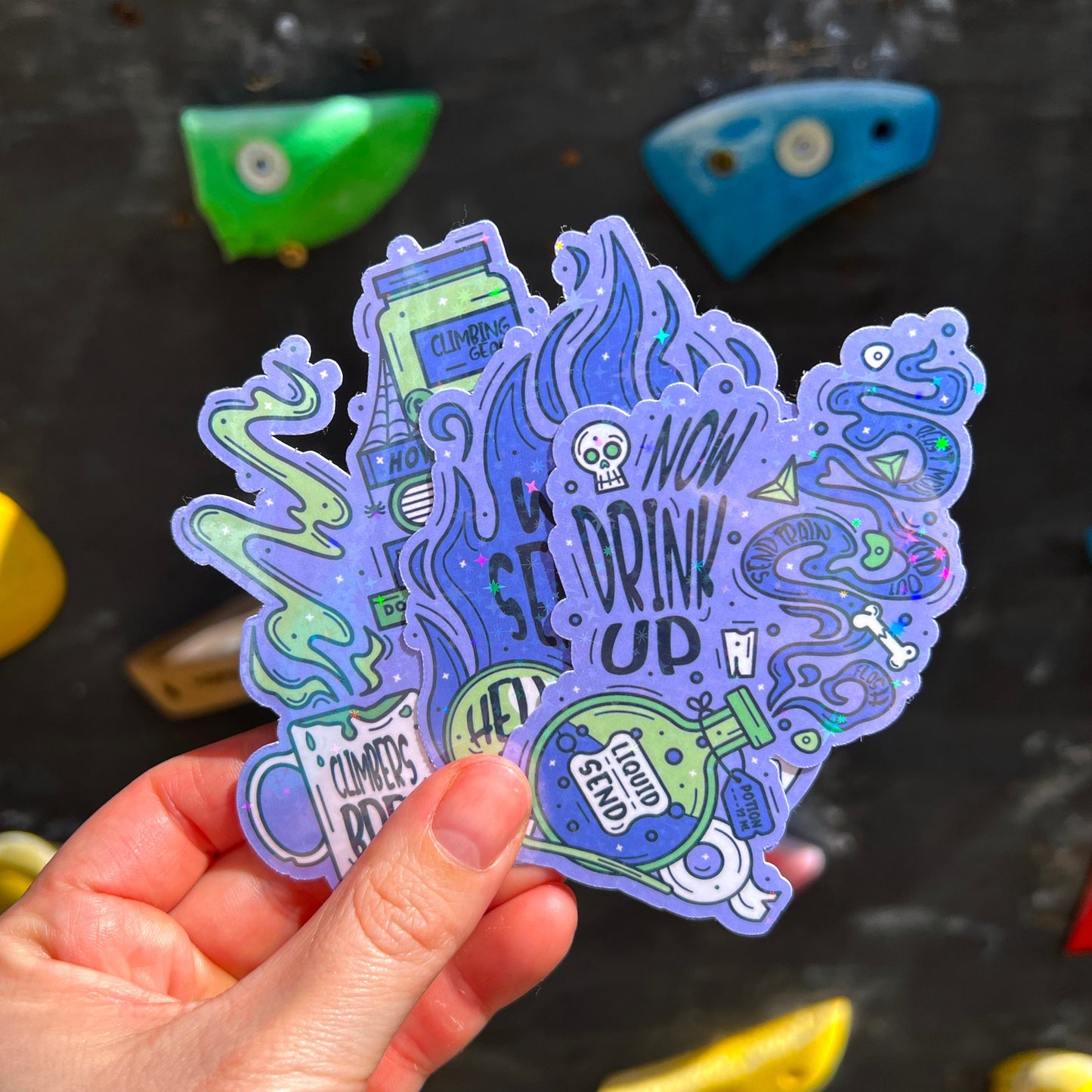 Glittery Liquid Send Climbing Sticker