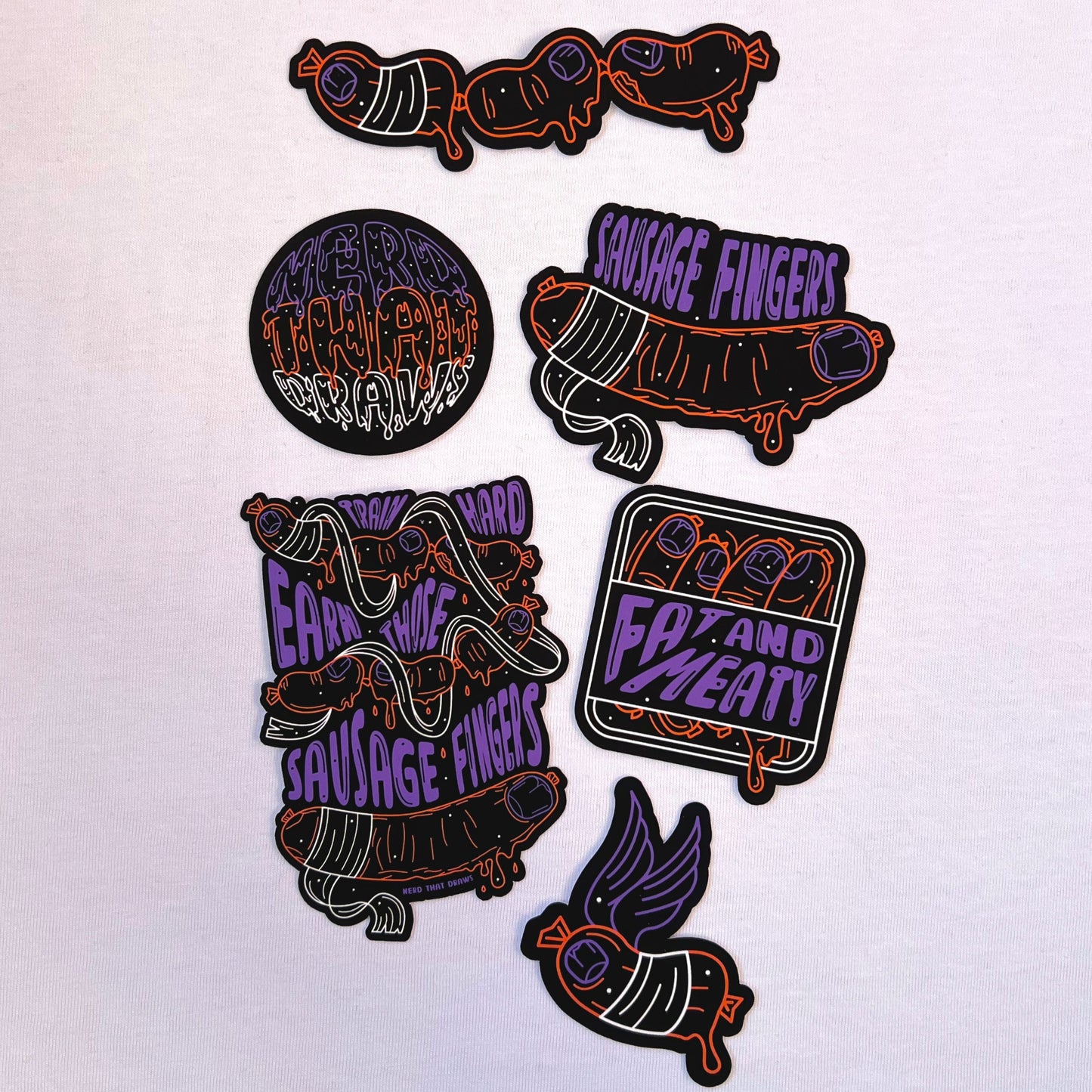 Sausage Fingers Sticker Pack - Black