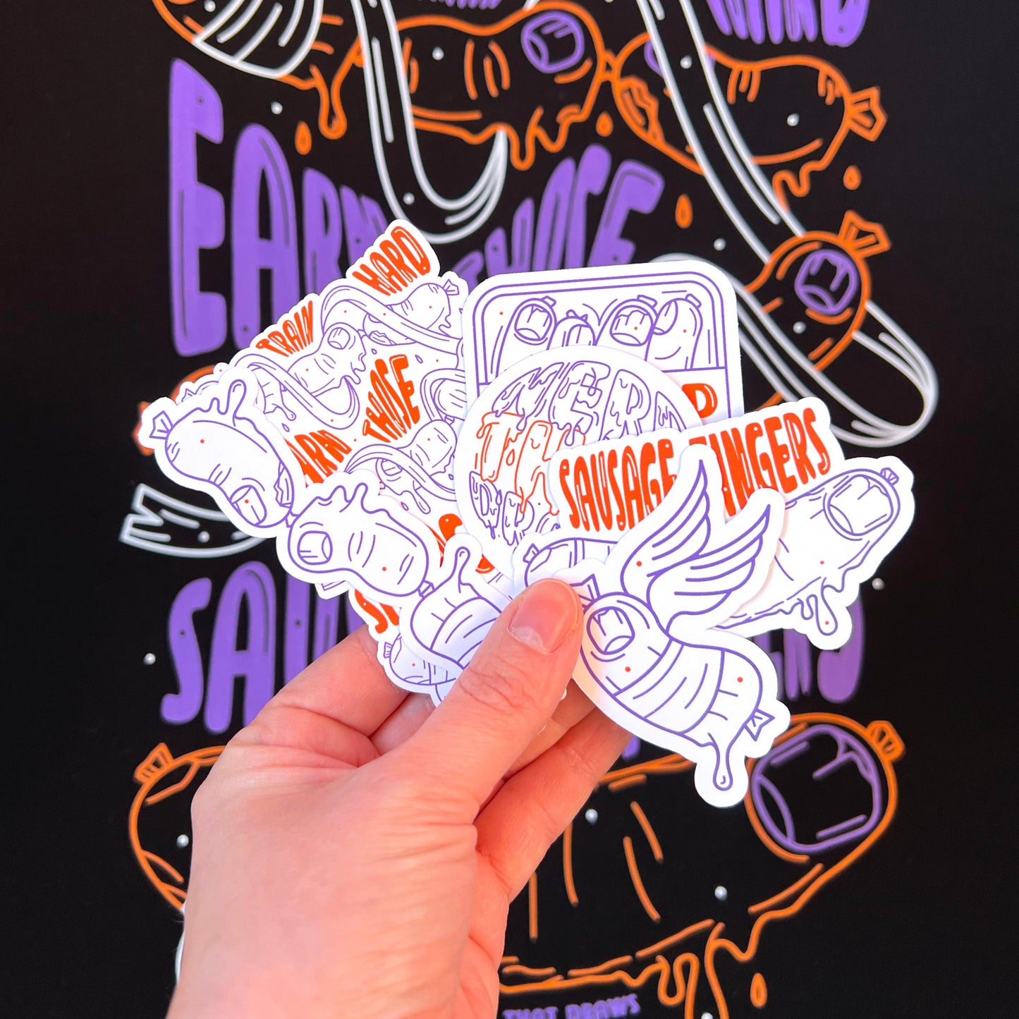 Sausage Fingers Sticker Pack - White